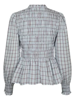 Neo Noir Mocca Smock Check Bluse, , 40*Dame Bluser & Skjorter