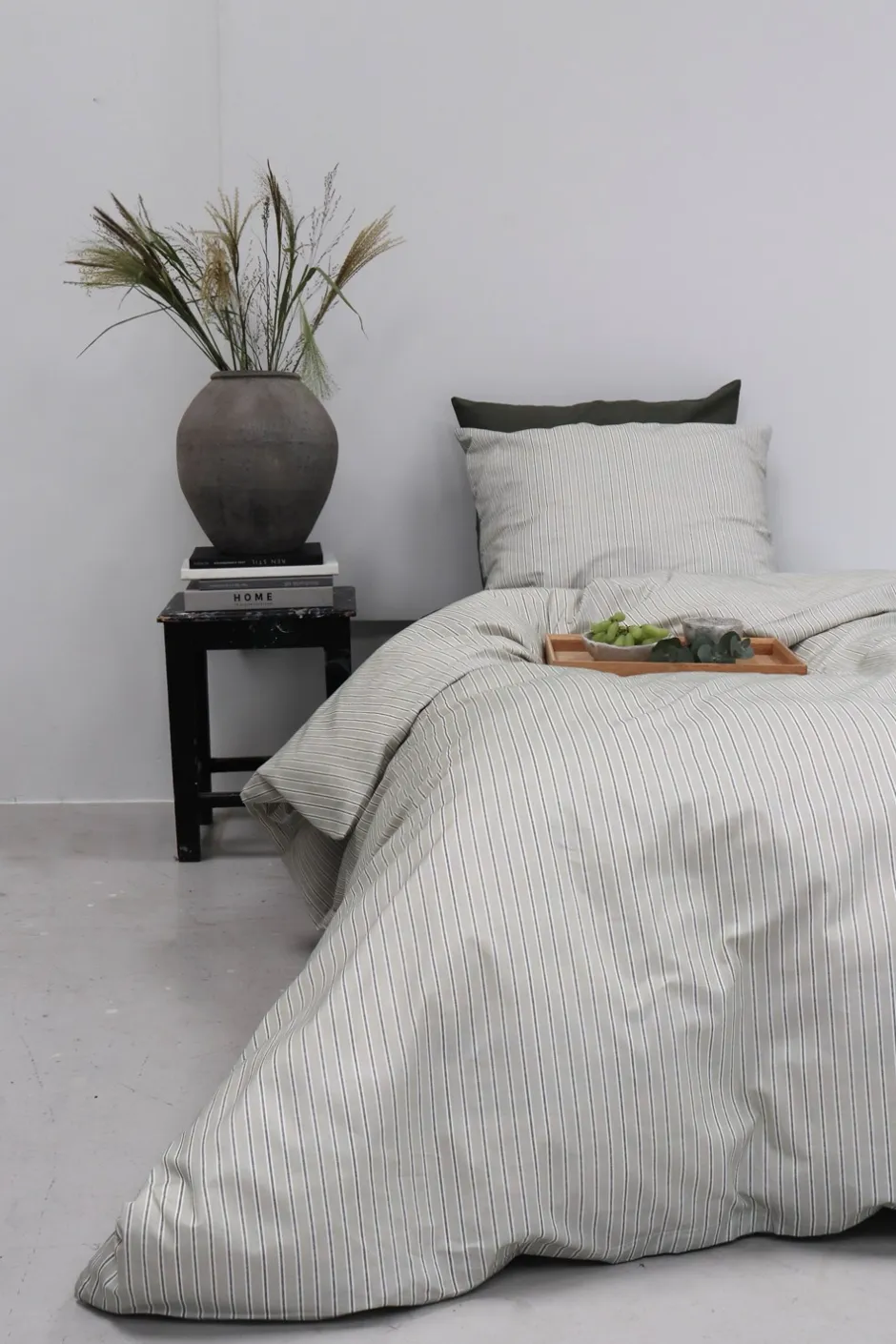 Clearance OMHU Multi Stripe Sengelinned, , 140x200 cm Mud