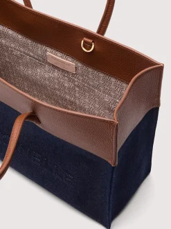 Sale Coccinelle Myrtha Denim Håndtaske, Blue Den/Cognac