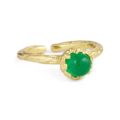 New Pure By Nat Natursten Ring, Gold Plated Green Hydro