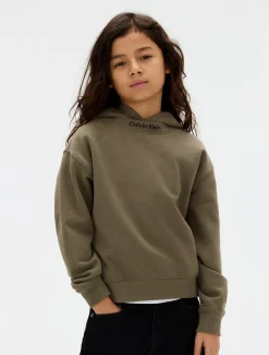 Calvin Klein Neck Embro Logo Terry Hættetrøje, , 128 cm*Børn Strik & Sweatshirts