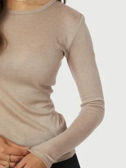 Hot Neo Noir Nella Fine Rib Bluse, , 38 Beige Melange
