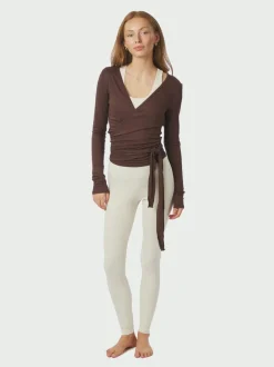 Neo Noir Nia Jersey Wrap Bluse, , 40 Chocolate Brown