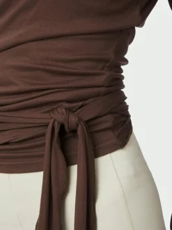 Neo Noir Nia Jersey Wrap Bluse, , 40 Chocolate Brown