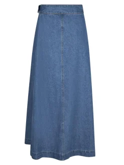Best Neo Noir Nina Wrap Denim Nederdel, , 34 Blue