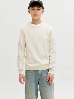Clearance Jack & Jones Junior Norrebro Light Crew Neck Striktrøje, , 164 cm Sea Salt