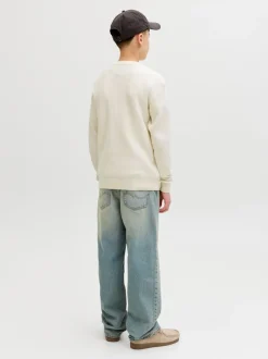 Clearance Jack & Jones Junior Norrebro Light Crew Neck Striktrøje, , 164 cm Sea Salt