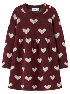 Discount Name It Oana Baby Knit Kjole, , 68 cm Burgundy Peyote Heart