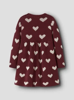 Discount Name It Oana Baby Knit Kjole, , 68 cm Burgundy Peyote Heart