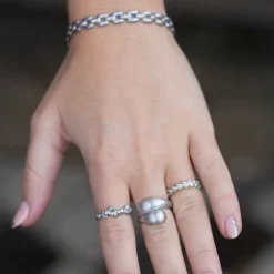 Sale byBiehl Ocean Flow Duo Ring, , 56 Silver