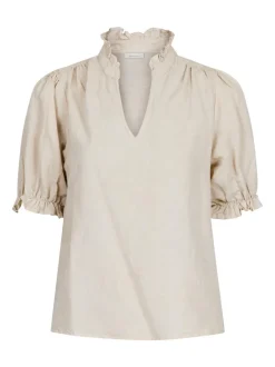 Hot Neo Noir Odesa Linen Bluse, , 36 Sand
