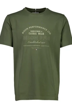 Clearance Bison O-Neck Print T-shirt, , XL Dk Green