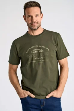 Clearance Bison O-Neck Print T-shirt, , XL Dk Green