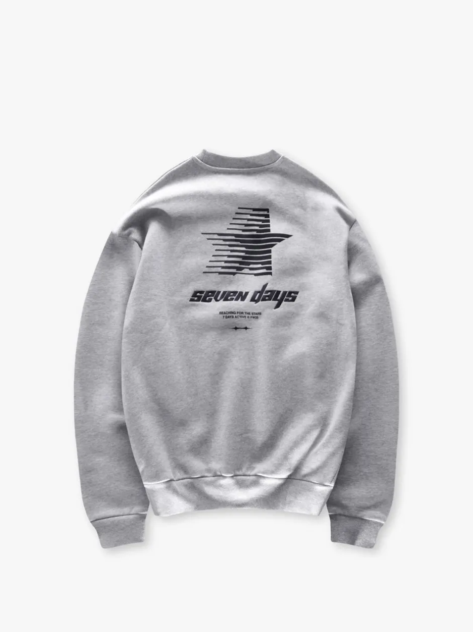 Best 7 DAYS Active Organic Graphic Crewneck Sweatshirt, , L Heather Grey