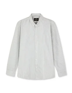 Clearance Mads Nørgaard Oxford Sune Stripe Skjorte, , XXL Jade/White