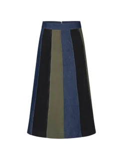 Best Mads Nørgaard Patch Denim Lino Nederdel, , 36 Mix Blue Denim