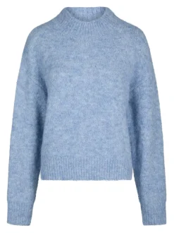 Discount Neo Noir Paulina Fluffy Knit Striktrøje, , 38 Dusty Blue