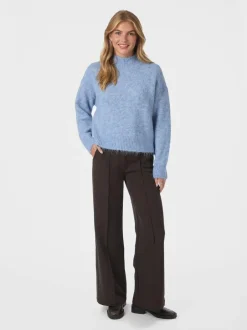Discount Neo Noir Paulina Fluffy Knit Striktrøje, , 38 Dusty Blue