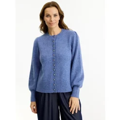 Clearance IN FRONT Pearl Cardigan, , L Blue