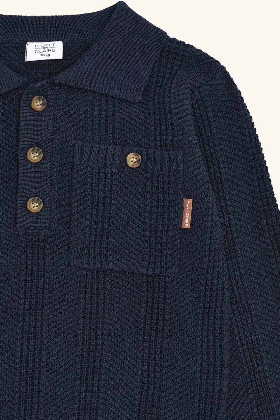 Clearance Hust & Claire Pelle Structure Striktrøje, , 104 cm More Navy