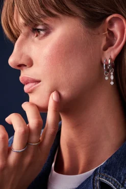 Discount Sif Jakobs Jewellery Pendolo Tre Ørerings Vedhæng, Sølv/Hvid