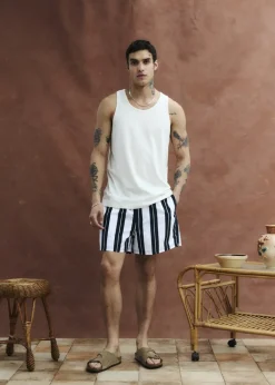 Solid Philip Stripe Badeshorts, , XL* Badetøj