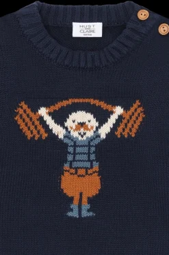 Clearance Hust & Claire Pilou Strong Man Striktrøje, , 86 cm More Navy