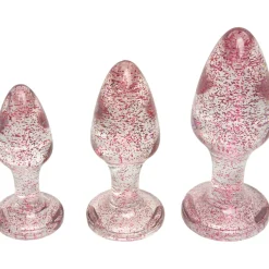 Baseks Pink Glitter Butt Plug Sæt