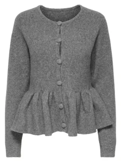 Outlet ONLY Piruet Peplum Cardigan, , M Light Grey Melange