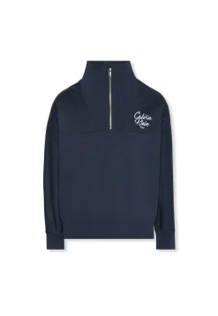 Clearance Calvin Klein Jeans Premium Fleece Logo Funnel Sweatshirt, , XL Dark Sapphire