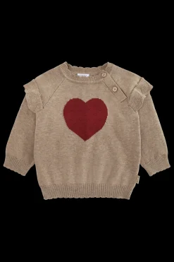 Hot Hust & Claire Pusle Heart Striktrøje, , 92 cm Biscuit