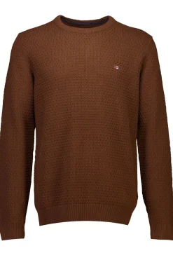 Bison Recycle Structure O-Neck Striktrøje, , M Brown