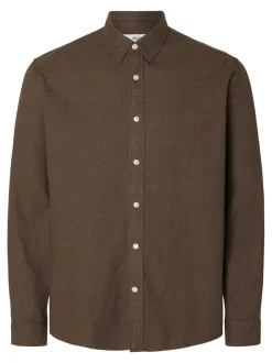 New Selected Homme Regnoah Brushed Twist Skjorte, , M Demitasse Twisted/Moral