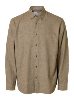 Best Selected Homme Regnoah Mix Skjorte, , XL Oatmeal Twisted W. Morel