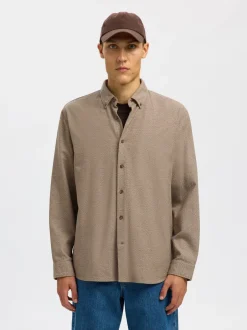 Best Selected Homme Regnoah Mix Skjorte, , XL Oatmeal Twisted W. Morel
