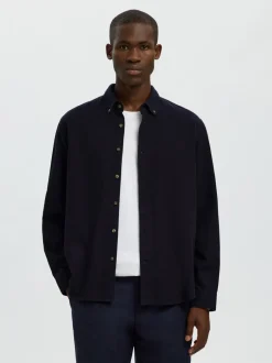 Outlet Selected Homme Regnoah Mix Skjorte, , XL Sky Captain Twisted W. Black