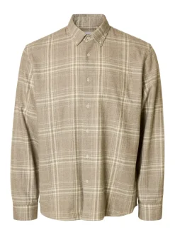 Online Selected Homme Regnoah Mix Skjorte, , L White Asparagus Small Checks
