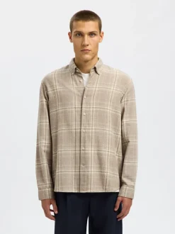 Online Selected Homme Regnoah Mix Skjorte, , L White Asparagus Small Checks