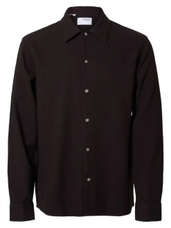 New Selected Homme Relax-Dave Waffle Skjorte, , XL Chocolate Torte