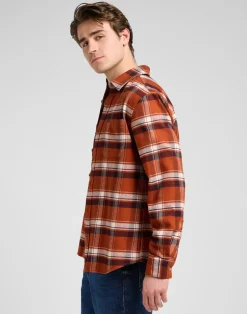 Discount Lee Relaxed Mercantile Skjorte, , L Rusty Clay Plaid
