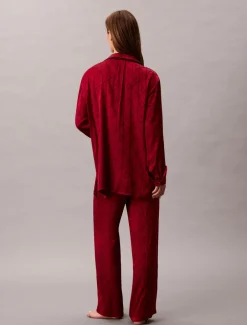 Calvin Klein Relaxed Natskjorte, , S Giga Satin Shine Emblem/Red