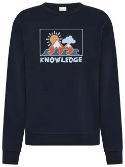Outlet Knowledge Cotton Apparel Relaxed Printed Crew Neck Sweatshirt, , XXL Night Sky