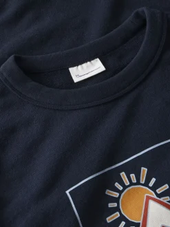 Outlet Knowledge Cotton Apparel Relaxed Printed Crew Neck Sweatshirt, , XXL Night Sky