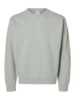 Discount Selected Homme Relaxluke Crew Neck Sweatshirt, , XXL Light Grey Melange