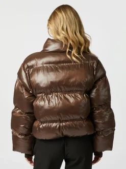 Discount Neo Noir Rhea Shiny Puffer Jakke, , 34 Dark Brown