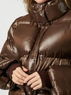 Discount Neo Noir Rhea Shiny Puffer Jakke, , 34 Dark Brown