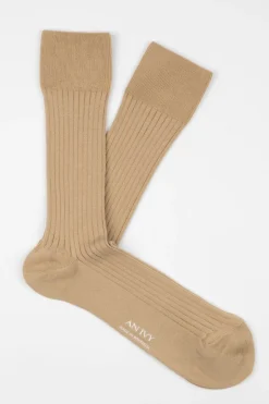 AN IVY Ribbed Cotton Strømper, , 43-46* Strømper