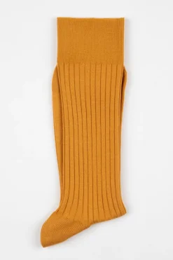 Best AN IVY Ribbed Cotton Strømper, , 39-42 Burnt Yellow