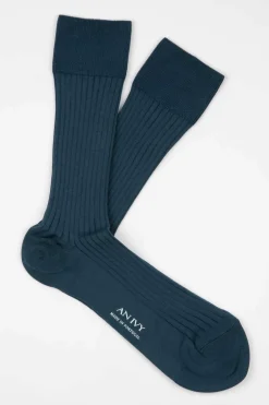 AN IVY Ribbed Cotton Strømper, , 43-46* Strømper