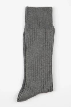 Discount AN IVY Ribbed Cotton Strømper, , 43-46 Light Grey